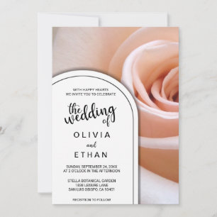 Elegant romantik rosa ros blommigt Bröllop I Inbjudningar