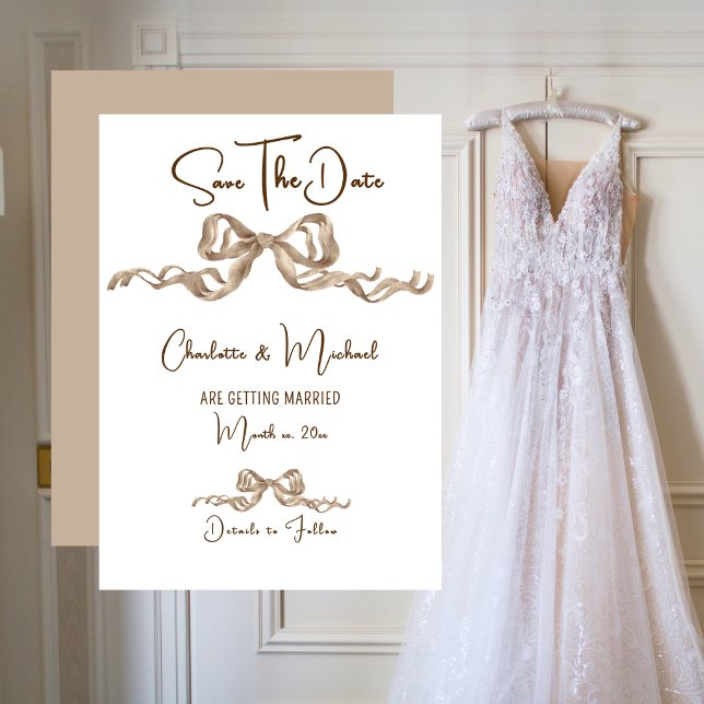 Elegant Romantisk Band Bröllop Spara Datumet (Elegant Romantic Ribbon Wedding Save The Date)