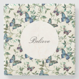 Elegant romantisk blå fjärilar bröllopsdusch stenunderlägg