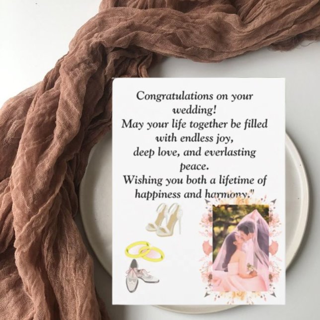 Elegant Romantisk Blommig Bröllopskongratulationer Vykort (Skapare uppladdad)