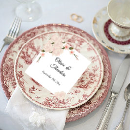 Elegant Romantisk Blommigt för  Rosa Blommar Bröll Pappersservett