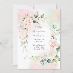 Elegant Romantisk Blommigt Vattenfärgskript Bröllo Inbjudningar