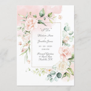 Elegant Romantisk Blommigt Vattenfärgskript Bröllo Inbjudningar
