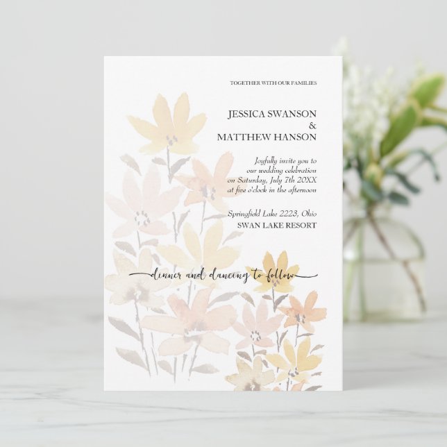 Elegant romantisk blomster boho trädgård inbjudningar (Stående Fram)