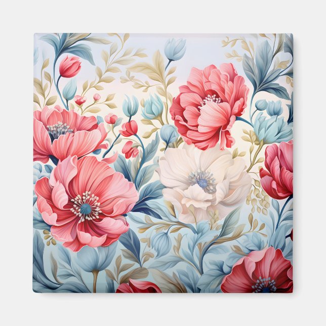 Elegant romantisk blomster botanisk trädgård magnet (Framsidan)