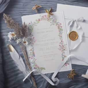 Elegant romantisk blomsterbåge QR-kod Bröllop Inbjudningar