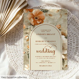 Elegant Romantisk Boho Bränd Orange Elfenbensvit S Inbjudningar