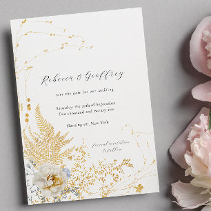 Elegant Romantisk botanik Fern Ro Calligraphy Spara Datumet