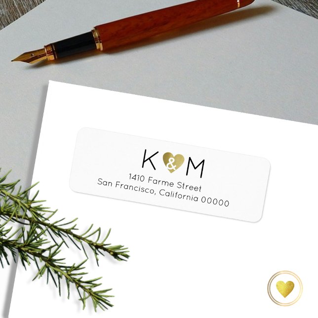 Elegant romantisk bröllop vit returadress etikett (Skapare uppladdad)