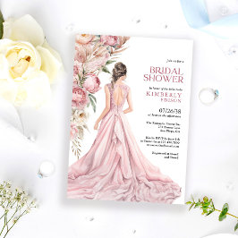Elegant Romantisk Bröllopsdusch med Rosa Rosor Inbjudningar