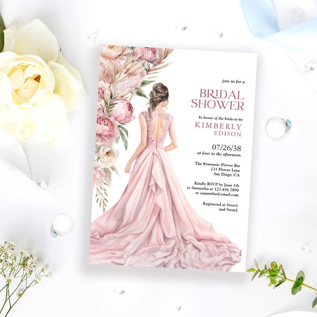 Elegant Romantisk Bröllopsdusch med Rosa Rosor Inbjudningar (Skapare uppladdad)