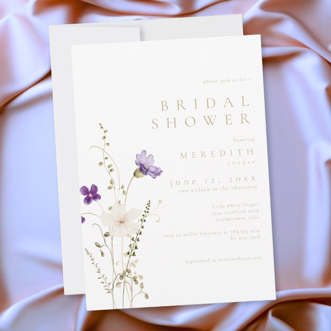 Elegant Romantisk Bröllopsdusch med Vilda Blommor Inbjudningar (Elegant Romantic Wildflower Bridal Shower Invitation)
