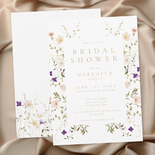 Elegant Romantisk Bröllopsdusch med Vilda Blommor Inbjudningar