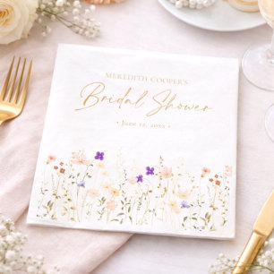 Elegant Romantisk Bröllopsdusch med Vilda Blommor Pappersservett