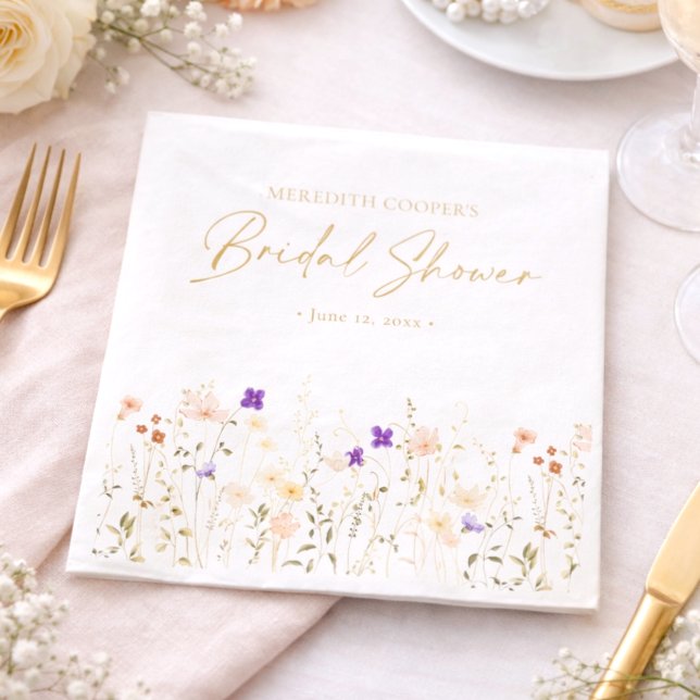 Elegant Romantisk Bröllopsdusch med Vilda Blommor Pappersservett (Skapare uppladdad)