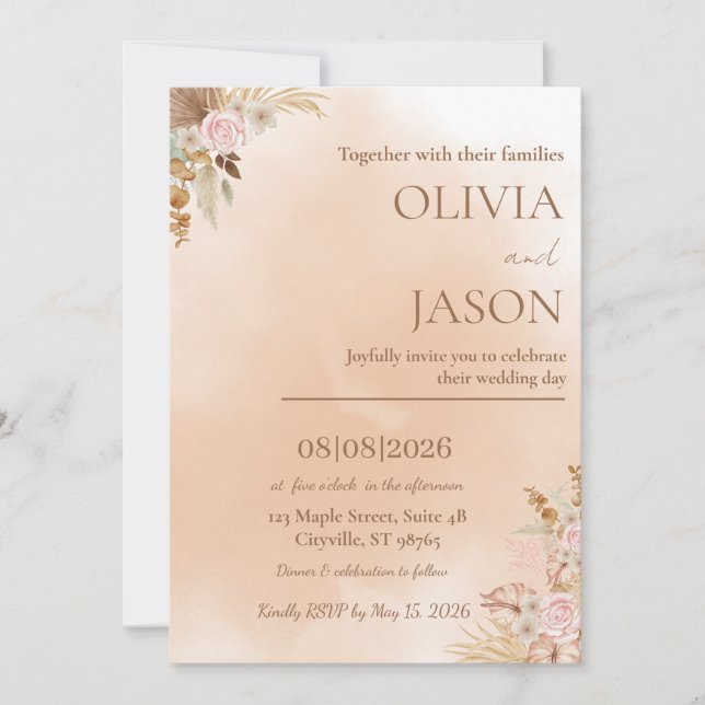 Elegant Romantisk Bröllopsinbjudan  Inbjudningar (Framsida)