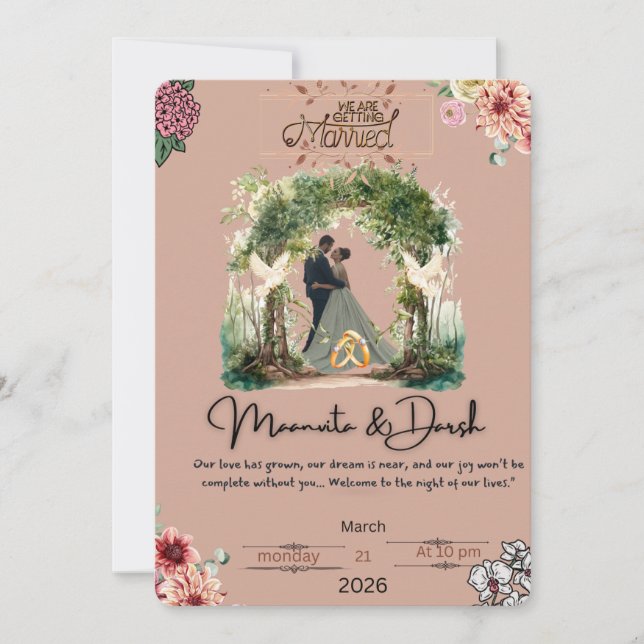 Elegant Romantisk bröllopsinbjudan Kärlek natt Inbjudningar (Framsida)