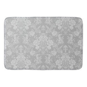 Elegant Romantisk Chic Blommigt Damask-Grått Badrumsmatta