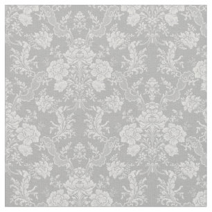 Elegant Romantisk Chic Blommigt Damask-Grått Tyg