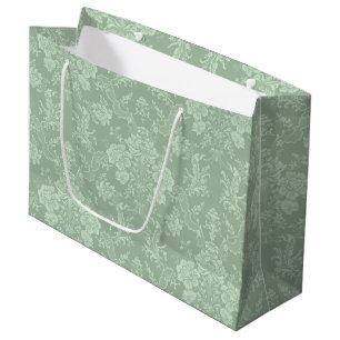 Elegant Romantisk Chic Blommigt Damask-Sage Grönt