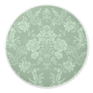 Elegant Romantisk Chic Blommigt Damask-Sage Grönt Knopp
