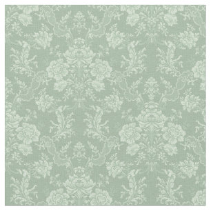 Elegant Romantisk Chic Blommigt Damask-Sage Grönt Tyg