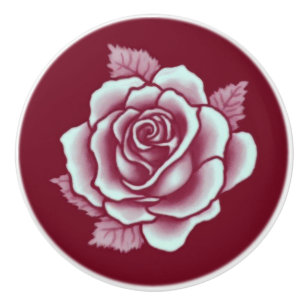 Elegant Romantisk Chic Burgunderröd Floral Damaskr Knopp