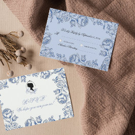 Elegant Romantisk Dammig Blå Bröllops Svarskort OSA Kort