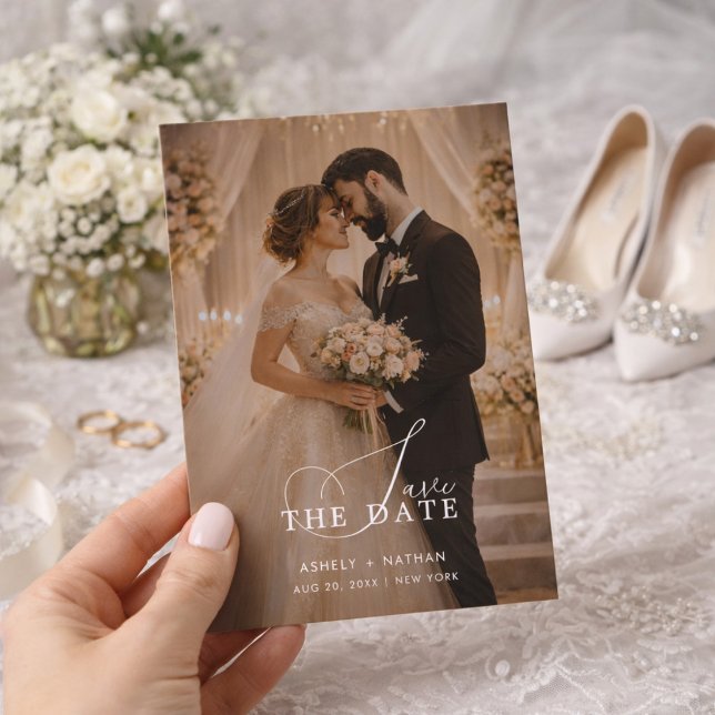 Elegant romantisk fotospar-kort för datumreservati spara datumet (Skapare uppladdad)