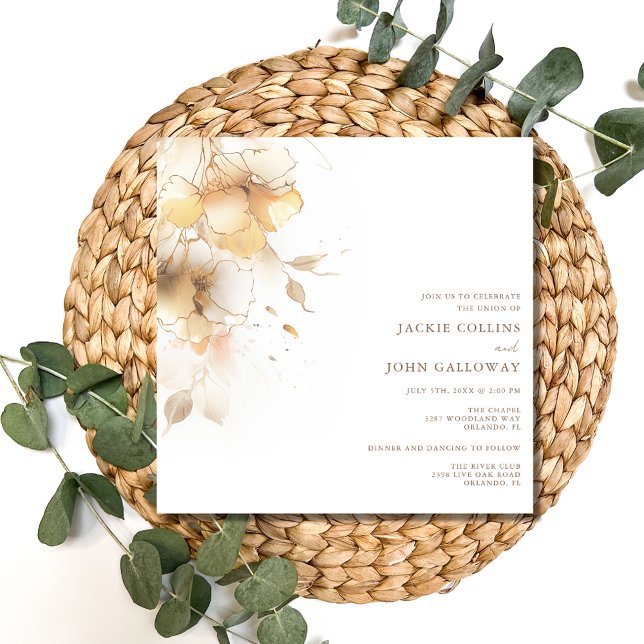 Elegant Romantisk Höst Blommig Bröllop Inbjudningar (Elegant Romantic Fall Floral Wedding Invitation)