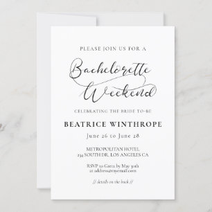 Elegant romantisk kalligrafi Bachelorette Helg Inbjudningar