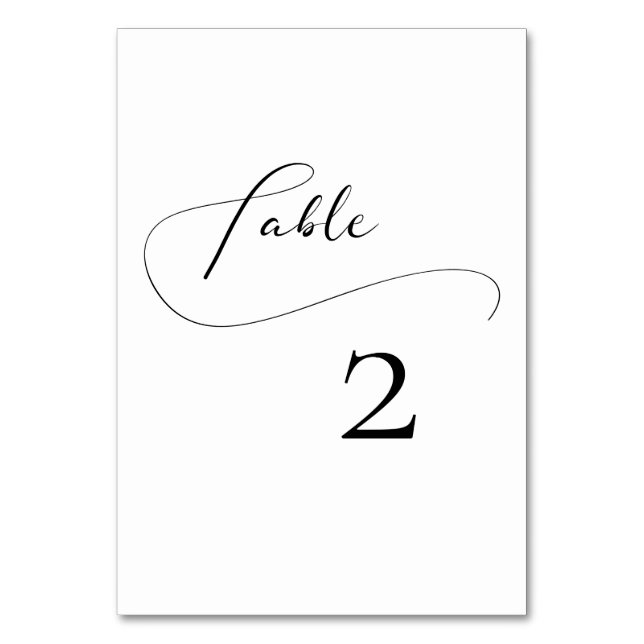 Elegant romantisk kalligrafi bröllop bordsnummer (Framsidan)