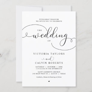 Elegant Romantisk kalligrafi Bröllop Inbjudningar
