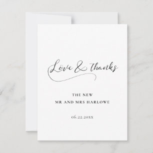 Elegant romantisk kalligrafi bröllop tack kort
