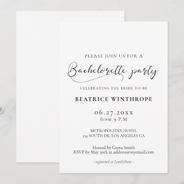 Elegant romantisk kalligrafi Sjungfestarajgong Inbjudningar (Fram/baksida)