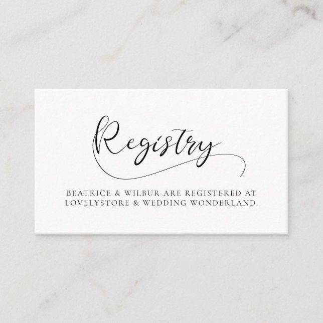 Elegant romantisk kalligrafisk bröllopspresentkort tilläggskort (Framsida)