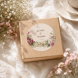 Elegant romantisk monogram bröllopsinbjudan runt klistermärke