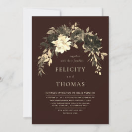 Elegant Romantisk Mörk Chocolate QR Code Bröllop Inbjudningar