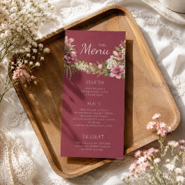Elegant Romantisk Röd Rustik Blommig   Meny