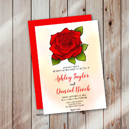 Elegant romantisk rödblomma Blommigt Bröllop Inbjudningar