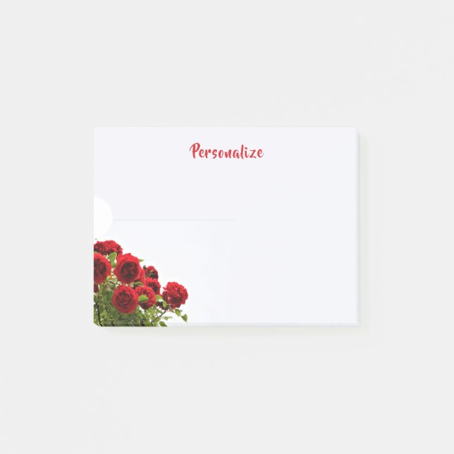 Elegant romantisk rödbukett personlig post-it block (Framsida)