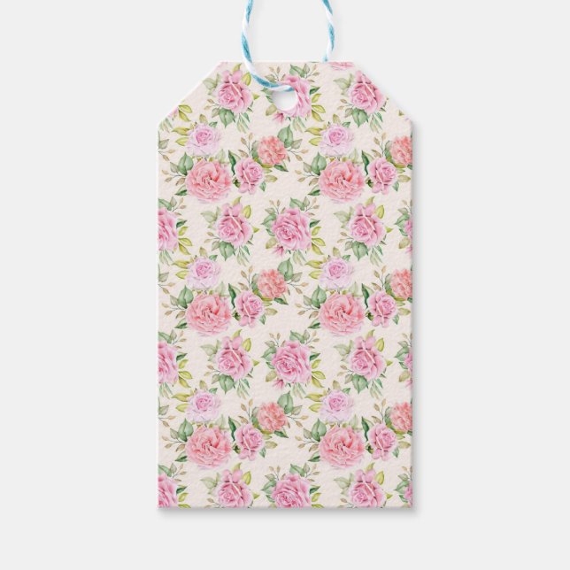 Elegant romantisk ros blomster mönster presentetikett (Framsidan)