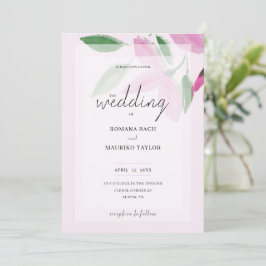 Elegant romantisk rosa vildblommor akvarell konst inbjudningar
