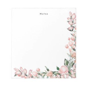 Elegant Romantisk Rosa Watercolor Flowers Anteckningsblock