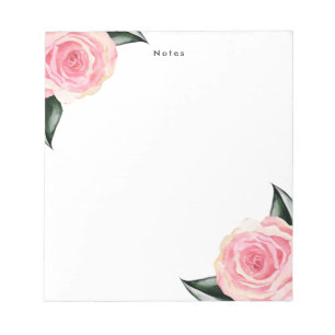 Elegant Romantisk Rosa Watercolor Flowers Anteckningsblock