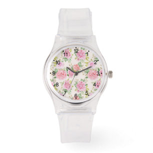 Elegant romantisk rosblommig mönster armbandsur