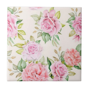 Elegant romantisk rosblommig mönster kakelplatta