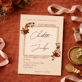 Elegant Romantisk Rostrosa Höstbröllop Inbjudningar