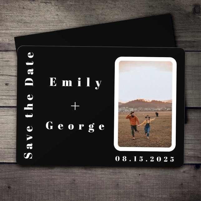 Elegant Romantisk svart och vit modern Bröllop Spara Datumet (Skapare uppladdad)