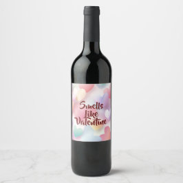 Elegant romantisk valentinskylt för vin till par vinflaska etikett